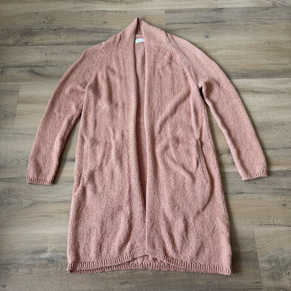 Aritzia Community tan cotton knit long open front cardigan - Small - Picture 2 of 5
